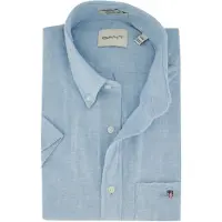 Gant Reg Cotton Linen Ss Shirt - Blue - L
