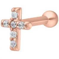 Wildcat Jewelled Cross Earbarbell<!--64082270978d5--> - Ruusukultainen metalli