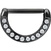 Wildcat Jewelled Nipple Clicker - 14,0 mm, Metal noir, Bela