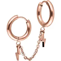 Wildcat Double Huggie Connected Flash Hoops - Roségold