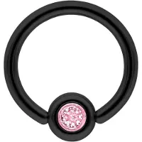 Wildcat Medi Flat Back Jewelled Clip in Ring - BCR rengas - Musta metalli, Vaaleanpunainen