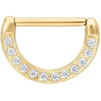 Wildcat Jewelled Nipple Clicker - 12,0 mm, Zlata, Bela
