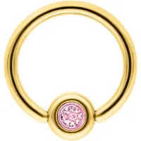 Wildcat Medi Flat Back Jewelled Clip in Ring - BCR rengas - Kultainen metalli, Vaaleanpunainen