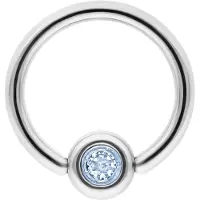 Wildcat Medi Flat Back Jewelled Clip in Ring - BCR rengas - Hopeinen metalli, Vaaleansininen
