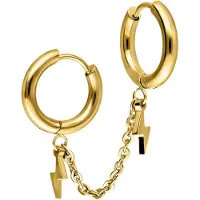 Wildcat Double Huggie Connected Flash Hoops - Metal doré