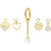 Wildcat Belly Ring Bohemian Set - naparengas + viisi riipusta - Kultainen metalli, 9,0 mm