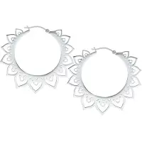 Wildcat Mandala Hearts Hoops - Silber