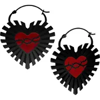 Wildcat Barbed Wire Sacred Heart Hoops - Korvakorut (pari) - Musta metalli