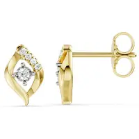 Lykken Elegance kultaiset timanttikorvakorut 9.5 mm
