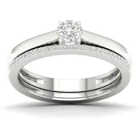 Lykken Elegance solitaire valkokultainen timanttisormuspari 0.18 ct-175