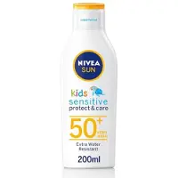 Nivea SUN Kids Protect & Sensitive Spray (200 ml) Solskyddsspray med SPF 50+, barnsolskydd för känslig hud