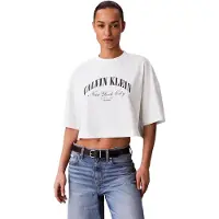 Calvin Klein Jeans Ss Cropped Boxy Heritage Crest L - White - M