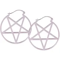 Wildcat Small Pentagram Hoops - korvarenkaat - Hopeinen metalli