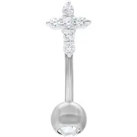 Wildcat Crystal Cross Micro Bananabell - lävistyskoru - 1,2 mm, 8,0 mm, Hopeinen metalli