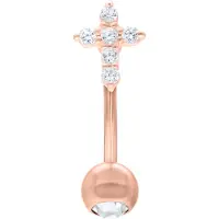 Wildcat Crystal Cross Micro Bananabell - lävistyskoru - 1,6 mm, 12,0 mm, Ruusukultainen metalli