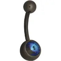 Wildcat Double Jewelled Navel Bananabell - napakoru - 6,0 mm, Heliotrooppi, Musta metalli