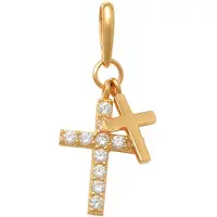Lykken Crosses kultainen kaksoisristiriipus zirkonioilla 7.6 mm
