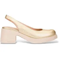 Wonders for woman. E-7132 Flytres32 gold leather shoes (38), 5 to 8 cm, None, Casual, Party
