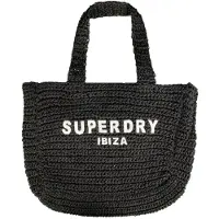 Superdry for woman. W9110401A City raffia tote bag black (OSFA), Casual, Paper