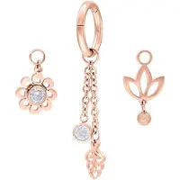 Wildcat Belly Ring Blooming Set - naparengas + kolme riipusta - Ruusukultainen metalli, 7,0 mm