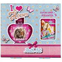 Accentra I Love Horses -setti lapsille: kylpyvaahto, 80 ml + pelikortit, 32 kpl