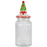 Hobby Hall Joulupurkki 1350ml keraamisella kannella - joulukuusi