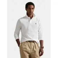 Ralph Lauren for man. 710680790001 Custom Slim Fit pique polo shirt white (M), Casual, Cotton, Long sleeve