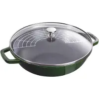 Staub Wok lasikannella 30 cm, vihreä