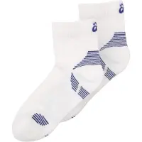 Asics 2 Pack Cushioned Run Quarter Sock Brilliant White/Blue - L