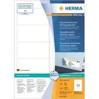 Herma 10307, Valkoinen, Pyöristetty suorakulmio, Irroitettava, Paperi, Matta, Laser/Inkjet