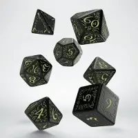 Q-workshop Elven Dice Set - Musta ja fosforoiva