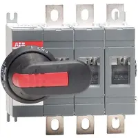 ABB Alhaalle asennettu kuorman katkaisukytkin 250A, 3-napainen kahva, joka sijaitsee napojen vasemmalla puolella