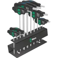 Wera Polkupyöräsarja 6 kuusiokoloavaimen ja Torx T-avaimen sarjaa pidikkeellä.
