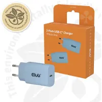Club 3D 2-Pack USB-C Charger 30Watt Blue