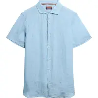 Superdry for man. M4010937A Short sleeve linen shirt Vacation blue (XXL), Casual