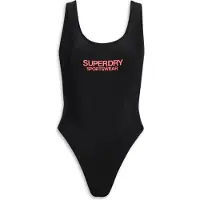 Superdry for woman. W3010385A Stretch swimming costume with plunging back black (S), Beachwear, Recycled Polister, Sustainable