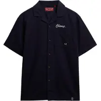 Superdry for man. M4011007A Resort Merchant Store navy shirt (L), Casual, Linen, Short sleeve