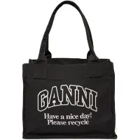 Ganni Large Easy Shopper Bag In Canvas - Black - ONE SIZE