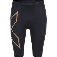 2XU Men's MCS Run Compression Shorts Black/Gold Reflective Urheilushortsit S