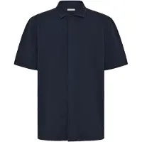 Knowledge cotton apparel Relaxed Seersucker Short Sleeve Shi - Navy - S