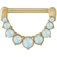 Wildcat Synthetic Opal Nipple Clicker - 1,6 mm, 12,0 mm, Zlata, Weiß