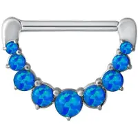 Wildcat Synthetic Opal Nipple Clicker - 1,6 mm, 12,0 mm, Metal argenté, Dunkelblau