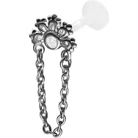 Wildcat Crystal Sunrise Push Fit Labret - 11,0 mm, Musta metalli