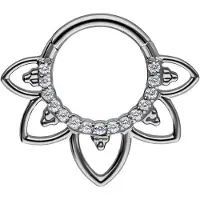Wildcat Oriental Crystal Septum Clicker - Lävistyskoru - Hopeinen metalli