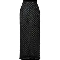 Malina Fannie Pointelle Knitted Maxi Skirt - Black - M