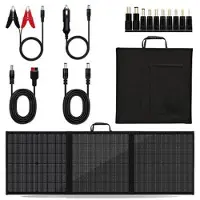 Mtp Products 100W:n kannettava 3-osainen aurinkopaneeli ja laturi retkeilyyn ja vaellukseen - IP65 - musta