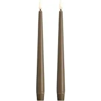 Moods & More LED taper candle - Slim - Dark sand - 23x250 mm - 2 pcs