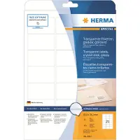 Herma 8017, Läpinäkyvä, Itse kiinnittyvä tulostintarra, A4, Laser, Kiinteä, Kiilto