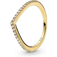 Pandora Wishbone 14K Gold-Plated Ring With Clear Cubic Zirconia - Gold - 58