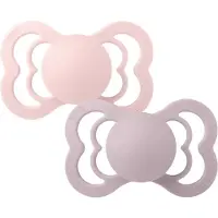 BIBS Pacifier Supreme 2 PACK Silicone Size 2 Blossom/Dusky Lilac